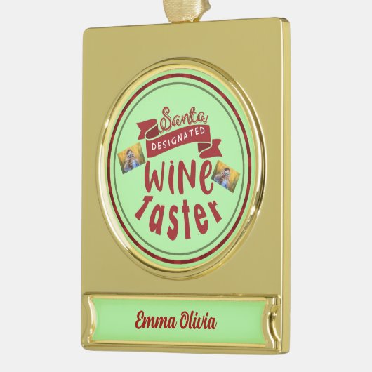 ビールパーソナライズされた好きおもしろいのクリスマス ゴールドプレートバナーオーナメント (左)