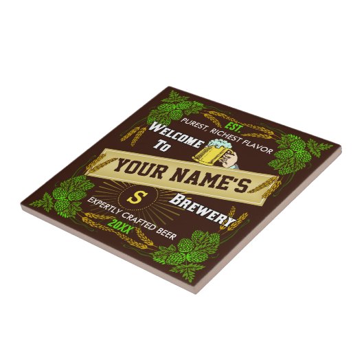 ビールパーソナライズされた醸造所,ホップ大麦で歓迎 タイル (側面)