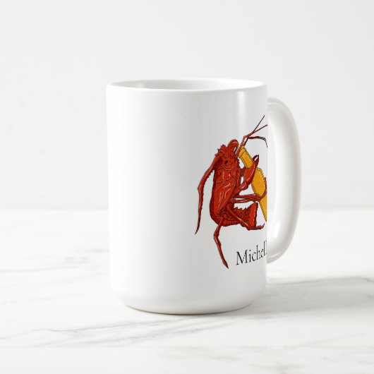 ビールパーソナライズされた飲料ロブスター コーヒーマグカップ (正面右)