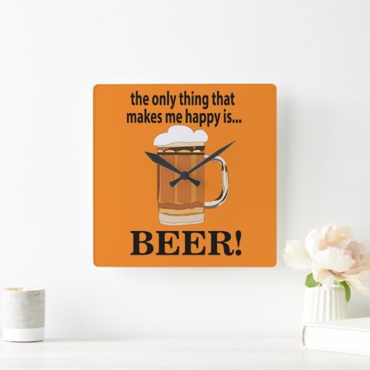 ビールパーティー飲みおもしろいビール スクエア壁時計 (ホーム)