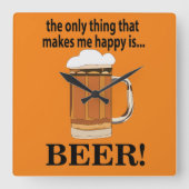 ビールパーティー飲みおもしろいビール スクエア壁時計 (正面)