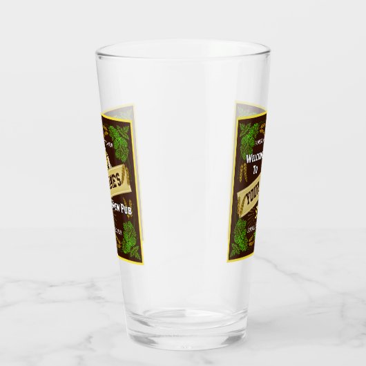 ビールビールパブのパーソナライズな名前|のホツプのオオムギのバー タンブラーグラス (右)