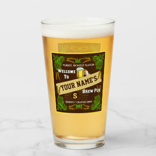 ビールビールパブのパーソナライズな名前 のホツプのオオムギのバー タンブラーグラス