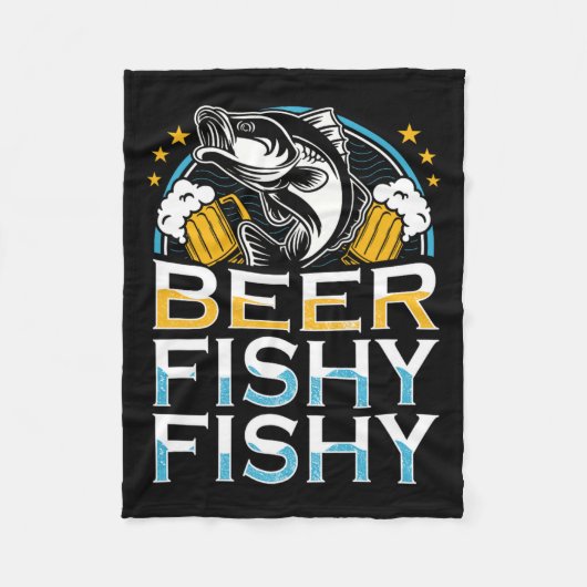 ビールフィジーフィジーフィジー魚釣り恋人フィッシャーマンレット フリースブランケット (正面)
