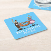 ビールフェスティバルカップルプレッツェルスクエア紙コースター スクエアペーパーコースター (アングル)