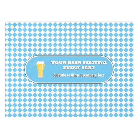 ビールフェスティバル – ラガーのガラス/独自のロゴスカイブルー テーブルクロス (正面(横))