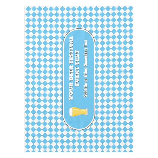 ビールフェスティバル – ラガーのガラス/独自のロゴスカイブルー テーブルクロス (正面)