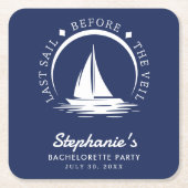 ビールブルー前の最終セイルバチェロレッテ スクエアペーパーコースター (正面)