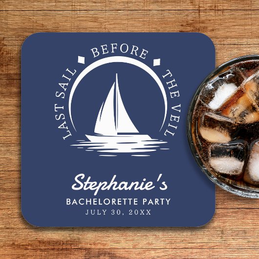 ビールブルー前の最終セイルバチェロレッテ スクエアペーパーコースター