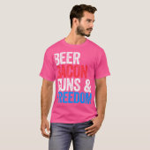 ビールベーコンガンとフリーダムシャツ男性女性第四 Tシャツ (正面フル)