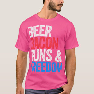 ビールベーコンガンとフリーダムシャツ男性女性第四 Tシャツ
