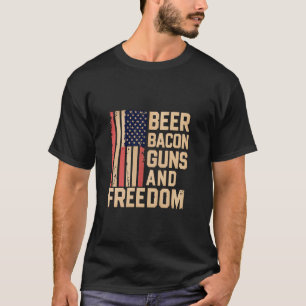 ビールベーコンガンズアンドフリーダムビールBBQヴィンテージ Tシャツ