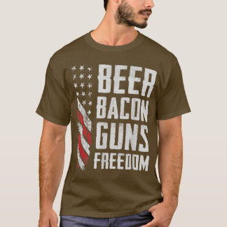 ビールベーコンガンズフリーダムUSA BBQアメリカ国旗Dri Tシャツ