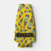 ビールボトルの模様(名前の付いた泡レトロ) ボトルクーラー (正面)