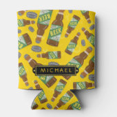 ビールボトルの模様(名前の付いた泡レトロ) 缶クーラー (裏面)