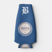 ビールボトルキャップブルー/ホワイト ボトルクーラー (正面)