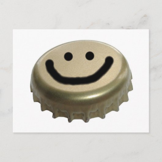 ビールボトルキャップ顔 ポストカード (正面)