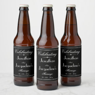 ビールボトルパーソナライズされたのラ結婚ベルの名前 ビールラベル