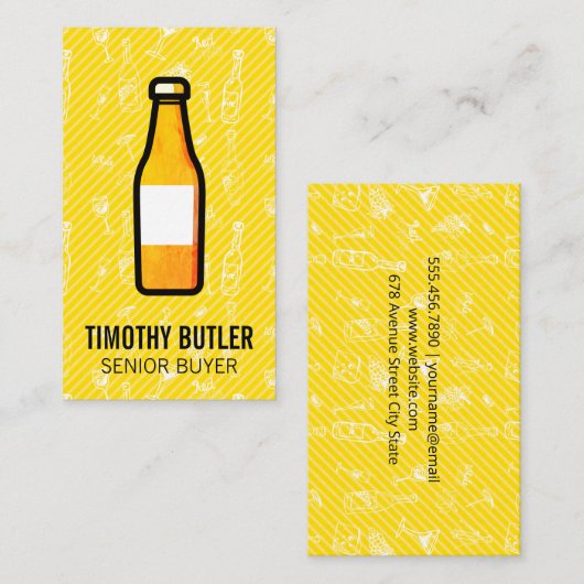 ビールボトルワインアクセサリーパターン 名刺 (正面/裏面)