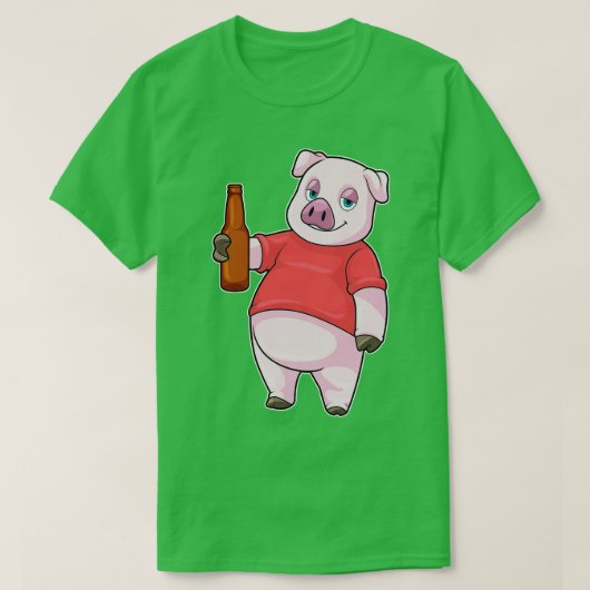 ビールボトル豚 Tシャツ (デザイン正面)