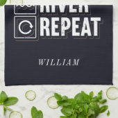 ビールボート川と飲みパーソナライズされた物 キッチンタオル (折り畳み)