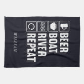 ビールボート川と飲みパーソナライズされた物 キッチンタオル (横)