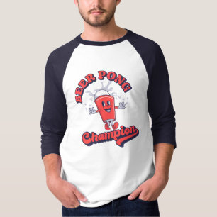 ビールポンおもしろいチャンピオン飲みゲーム Tシャツ