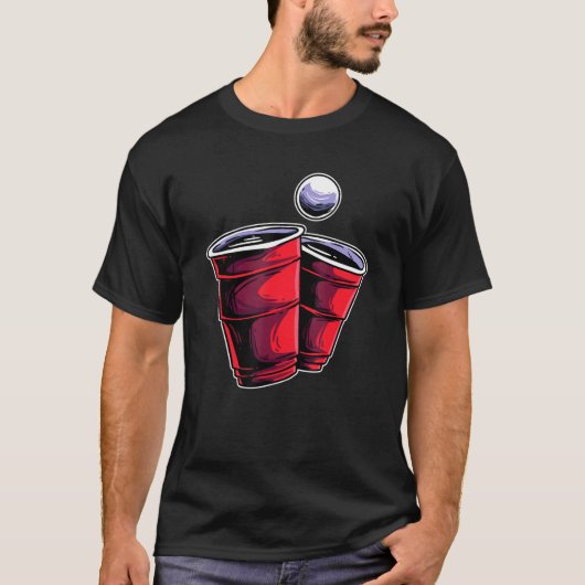 ビールポンベイルート飲みゲームピンポンボールビール Tシャツ (正面)