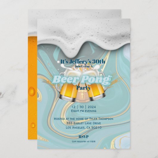 ビールポン招待状 招待状 (正面/裏面)