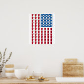 ビールポン飲みゲーム米国国旗 ポスター (キッチン)