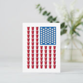 ビールポン飲みゲーム米国国旗 ポストカード (スタンド正面)