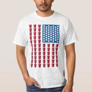 ビールポン飲みゲーム米国国旗 Tシャツ