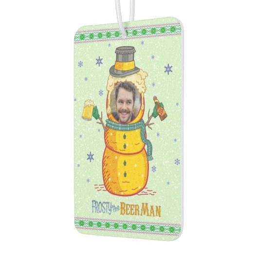 ビールマおもしろいン霜の降りたユーモアカスタム写真クリスマス カーエアーフレッシュナー (左)