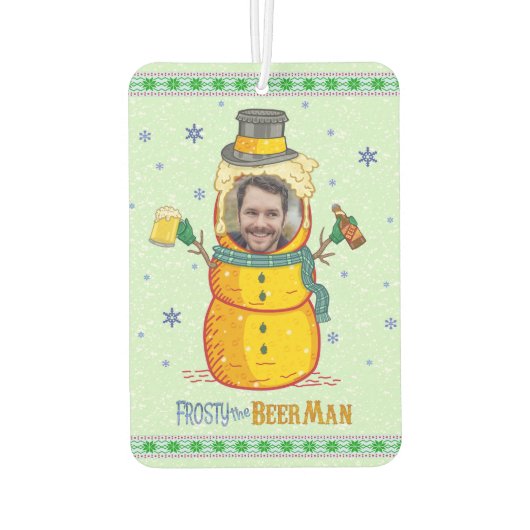 ビールマおもしろいン霜の降りたユーモアカスタム写真クリスマス カーエアーフレッシュナー (裏面)