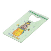 ビールマおもしろいン霜の降りたユーモアカスタム写真クリスマス クレジットカード栓抜き (正面アングル)