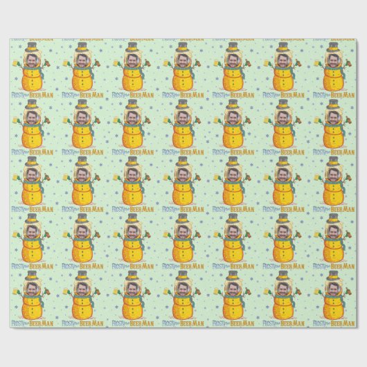 ビールマおもしろいン霜の降りたユーモアカスタム写真クリスマス ラッピングペーパー (フラット)