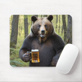 ビールマグでクマ マウスパッド