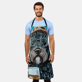 ビールマグを持つベルネドードル エプロン (着用した状態)
