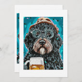 ビールマグを持つベルネドードル 招待状 (正面/裏面)