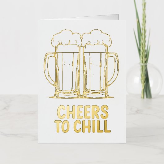 ビールマグカリンキングデザイン 箔グリーティングカード (正面)