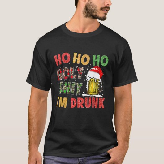 ビールマグクリスマスサンタハトレンディアおもしろいクリスマスL Tシャツ (正面)