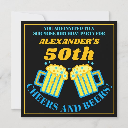 ビールマグ応援とビール50歳の誕生パーティー 招待状 (正面)