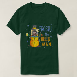 ビールマンおもしろい霜の降りたの写真のカスタム醜いクリスマス Tシャツ