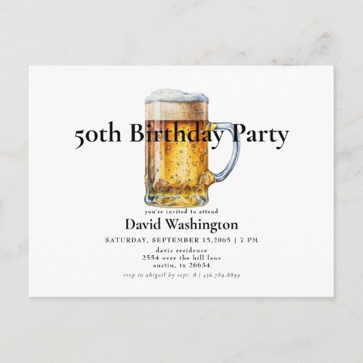 ビールマン荷車を引くズ50歳の誕生日パーティー ポストカード (正面)