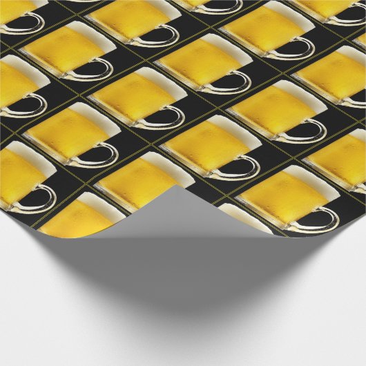 ビールマ霜の降りたグ荷車を引くバースデーパーティーパターン ラッピングペーパー (角)