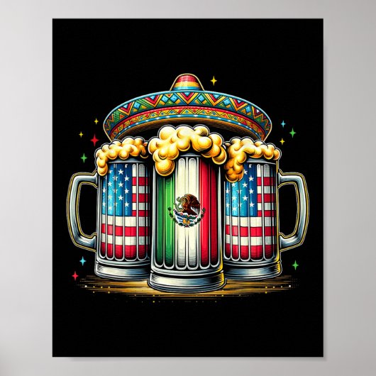 ビールメキシコアメリカ国旗Cinco De Mayo飲みパーティー ポスター (正面)