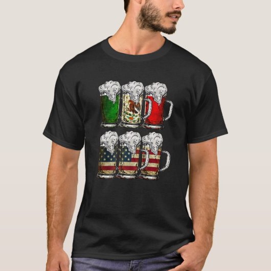 ビールメキシコアメリカ国旗Cinco de Mayo Men Drink Tシャツ (正面)