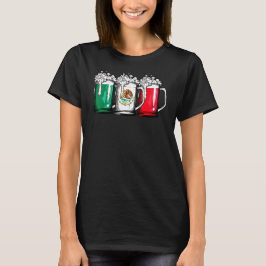 ビールメキシコ国旗Cinco De Mayo女性メキシコ Tシャツ (正面)