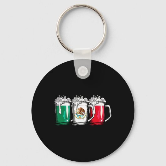 ビールメキシコ国旗Mexico Cinco De Mayo Men Drinkin キーホルダー (正面)