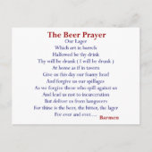 ビールユーモアのあるTシャツ&ギフト、ビール祈りの言葉! ポストカード (正面)